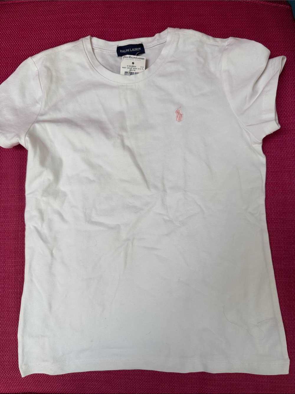 Ralph Lauren White Short-Sleeve Tee with Pink Pony